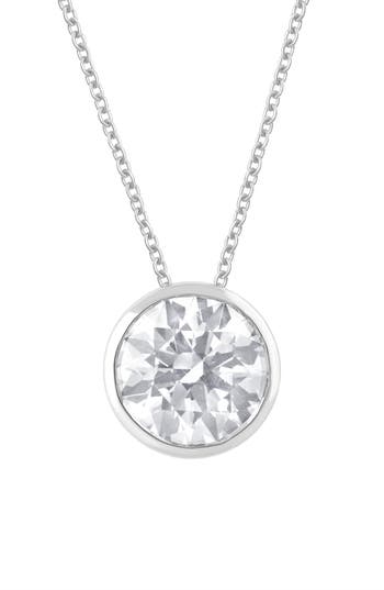 Shop Badgley Mischka Collection 14k Gold Round Cut Lab-created Diamond Pendant Necklace In White Gold