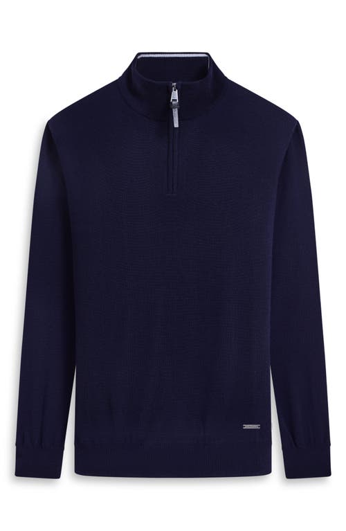 Shop Bugatchi Merino Wool Quarter Zip Pullover In Navy