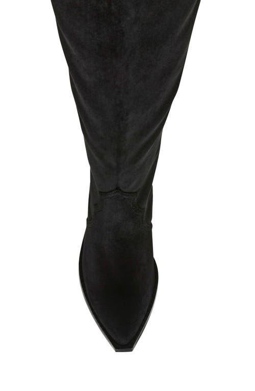 Dolce Vita Raj Wide Calf Onyx Suede Leather Pointed-toe Knee-high Boots In Black Faux Suede