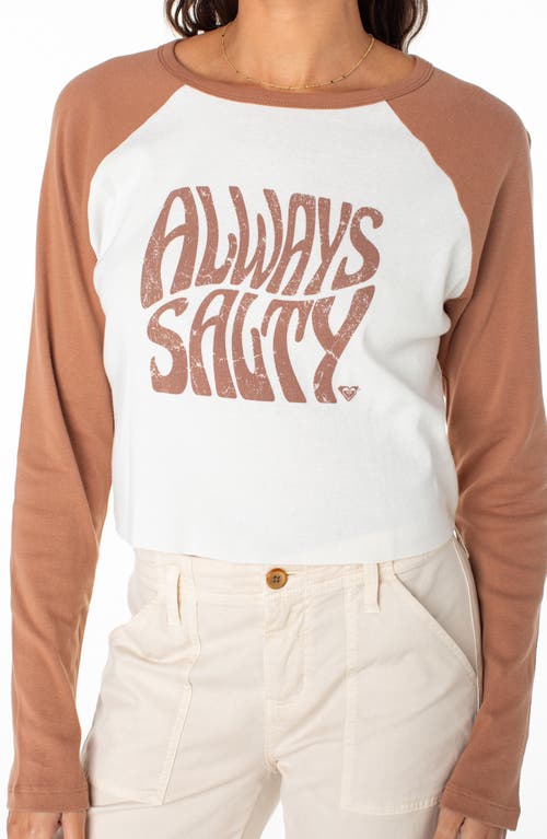 Shop Roxy Always Salty Long Sleeve Graphic T-shirt In Carob Brown