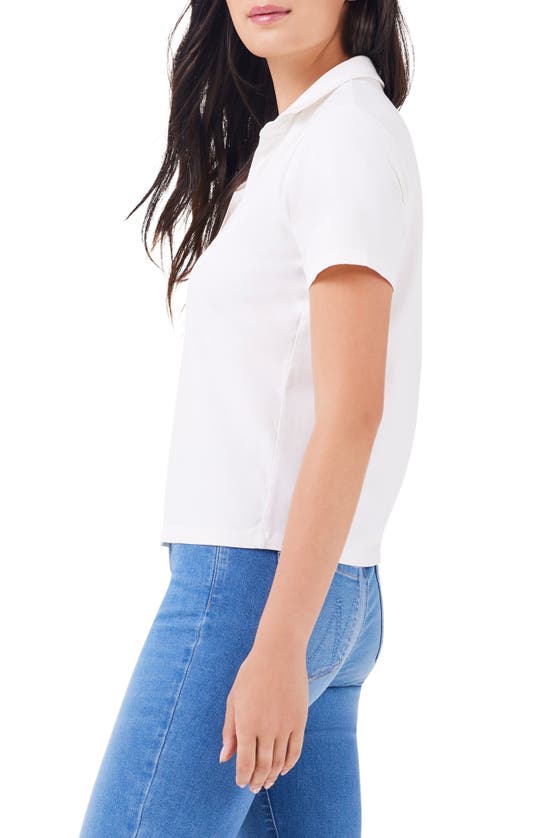 Shop Nzt By Nic+zoe Johnny Collar Stretch Cotton Polo In Paper White