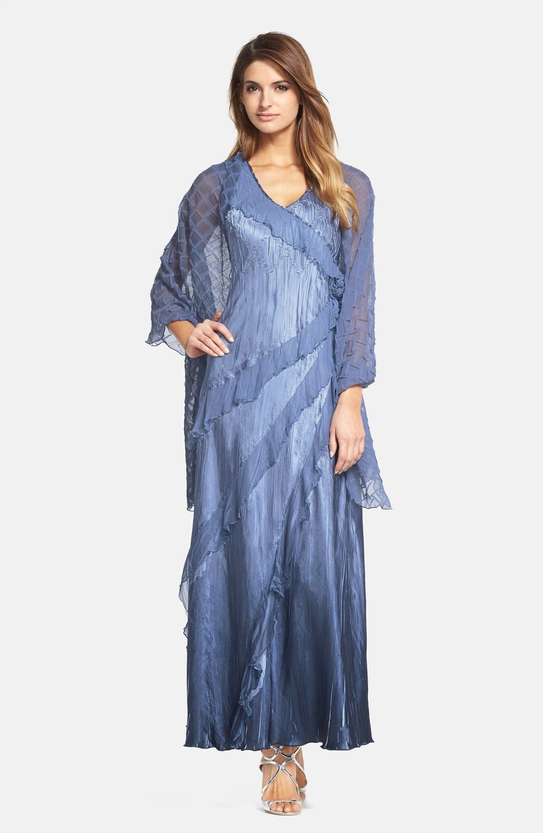 Black by Komarov Charmeuse ALine Dress with Chiffon Shawl Nordstrom