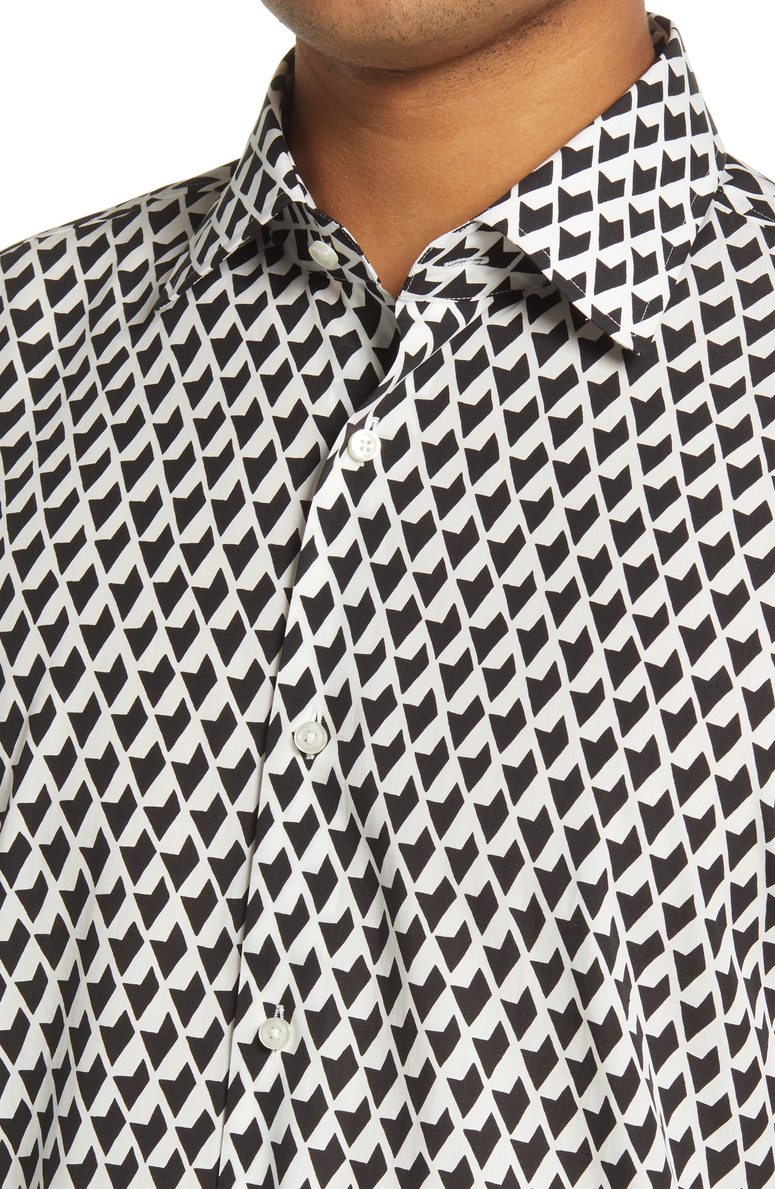 black and white houndstooth button up shirt