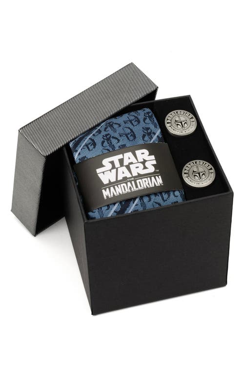 Cufflinks, Inc . Star Wars™ Mandalorian Jacquard Stripe Tie & Cuff Links Set In Blue Multi