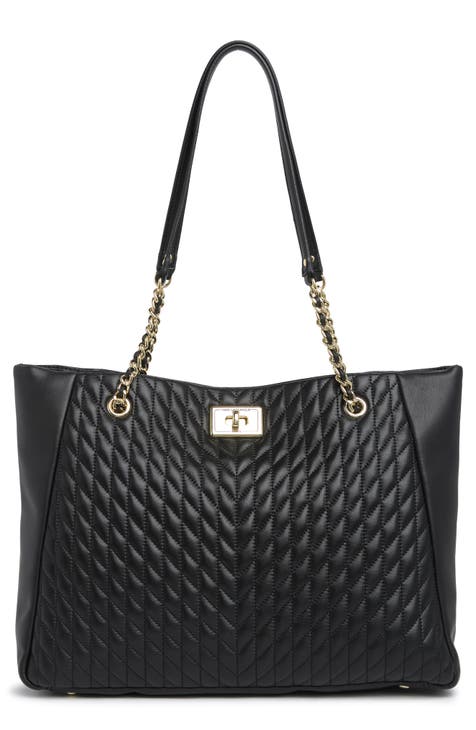Karl Lagerfeld Paris Agyness Leather Shoulder Bag - Black/Gold