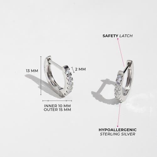 Shop In Season Jewelry Small Multi Clear Cubic Zirconia Huggie Earrings In Silver
