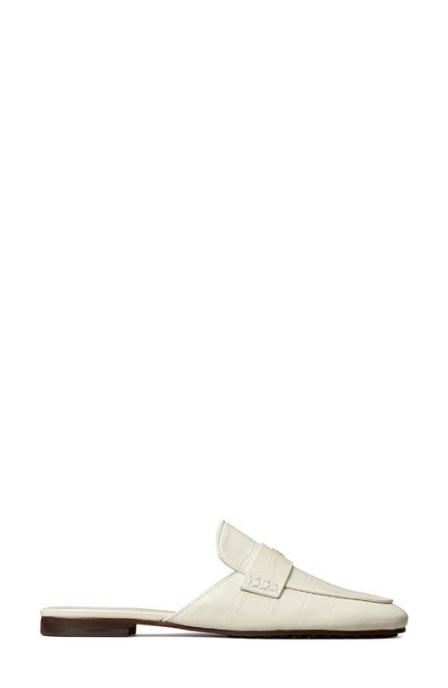 Tory Burch Croc Embossed Mule In New Ivory