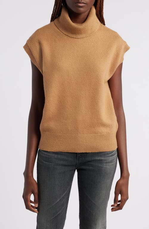 Treasure & Bond Short Dolman Sleeve Cotton Blend Turtleneck Jumper In Brown Bear