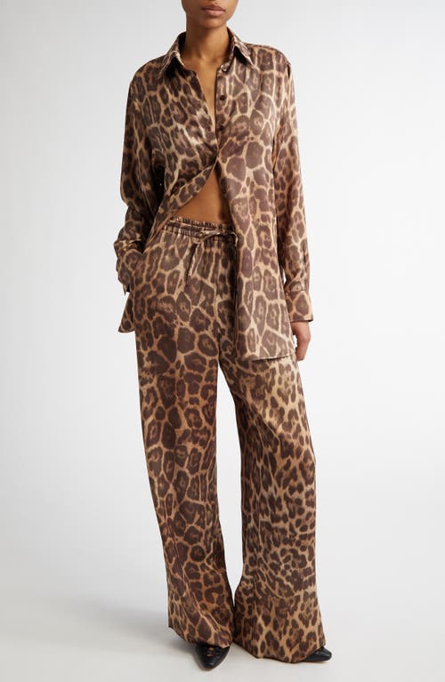 Shop Stella Mccartney Leopard Print Pajama Pants In Multicolor Brown