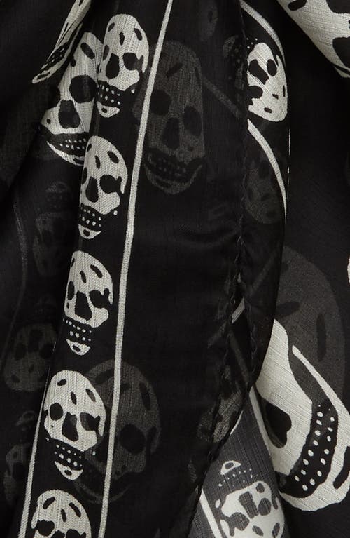 Shop Alexander Mcqueen Skull Silk Scarf In Black/ivory