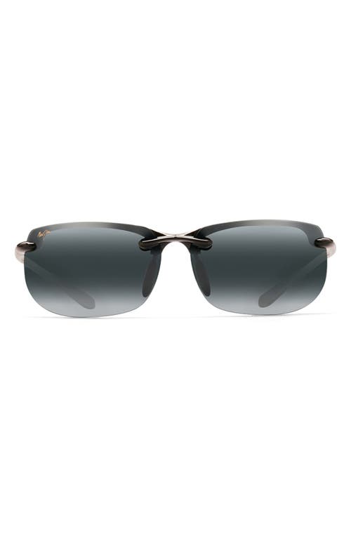 Shop Maui Jim Banyans 70mm Polarized Rectangle Sunglasses In Gloss Black/neutral Grey