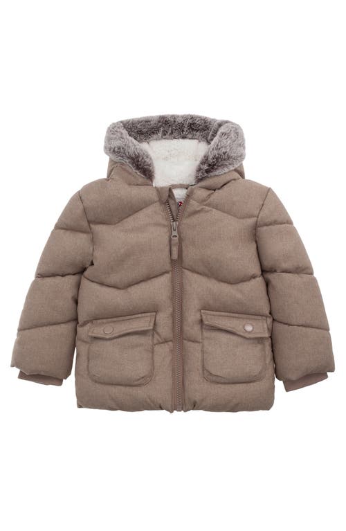 Rokka&rolla Baby Cozy Fleece Lined Warm Winter Coat With Hood In Warm Beige