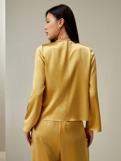 Shop Lilysilk Minimalist Long Sleeve Silk Top In Lemon Drop