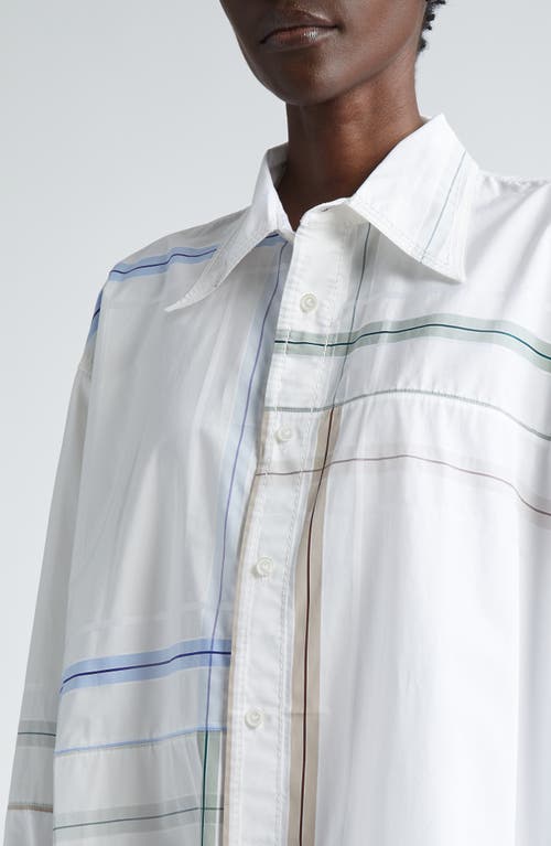 Shop Bottega Veneta Handkerchief Relaxed Fit Check Cotton Button-up Shirt In White/blue/green