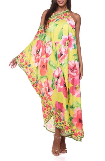 Ranee's Ranees One-shoulder Cover-up Maxi Dress In Yellow