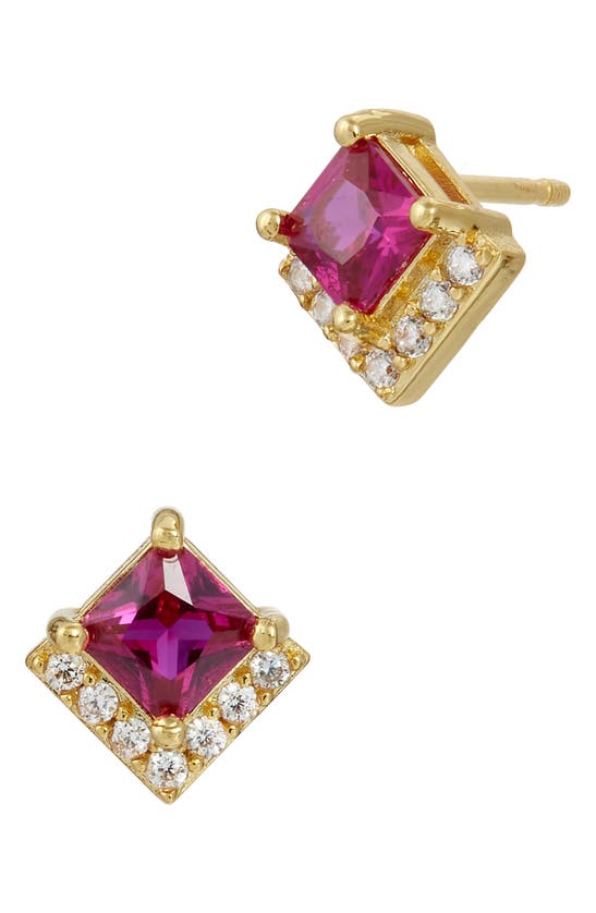 Shop Savvy Cie Jewels Lab Created Stone & Cubic Zirconia Stud Earrings In Gold/pink