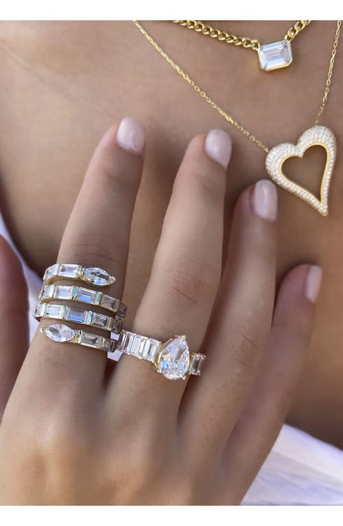 Shymi Cubic Zirconia Swirl Bypass Ring In Gold/white
