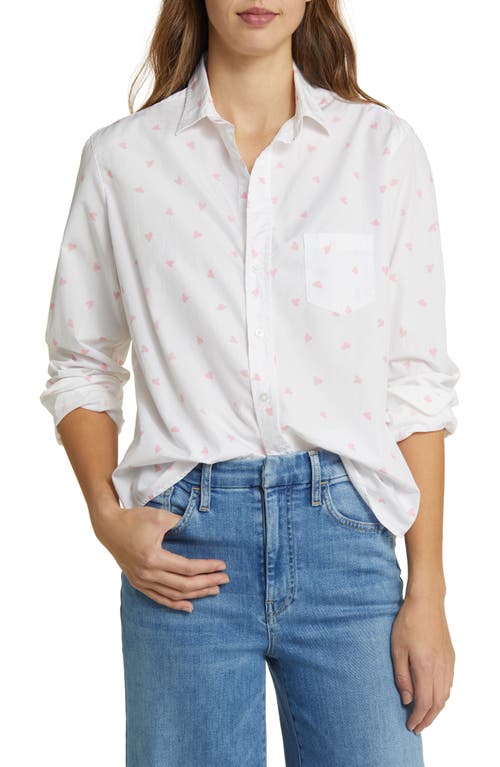 Eileen Relaxed Button-Up Shirt in Pink Messy Hearts