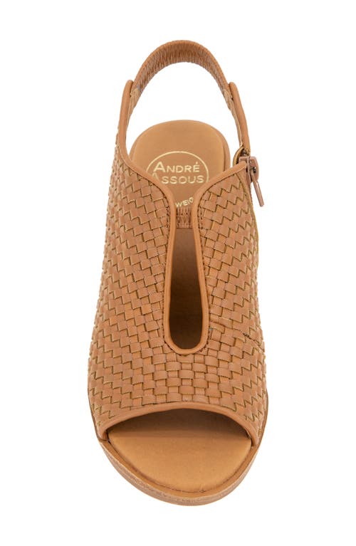 Shop Andre Assous André Assous Belinda Wedge Slingback Sandal In Cognac Woven