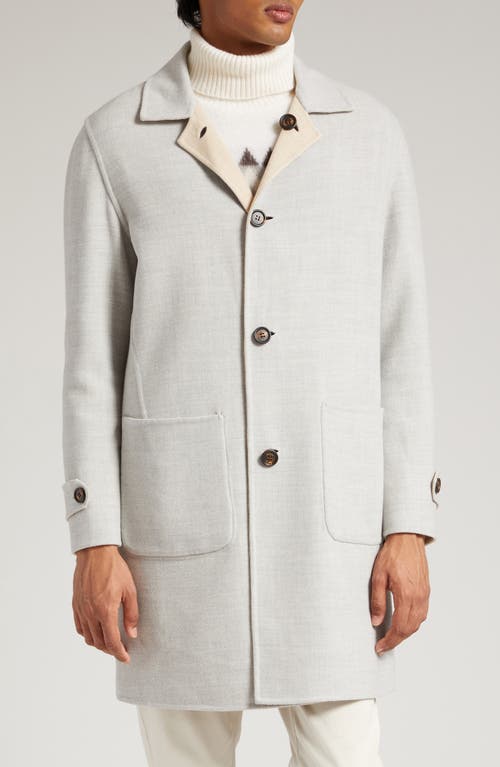 Eleventy Reversible Double Face Wool Coat Light Grey-Sand-White at Nordstrom, Us