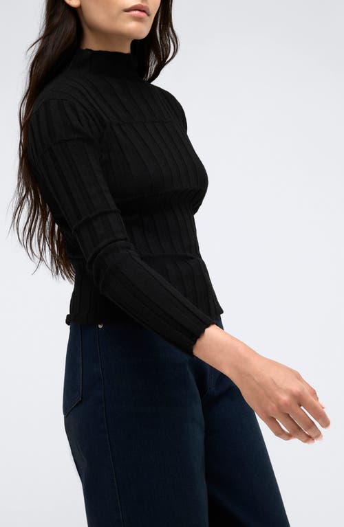 Shop Kenneth Cole Mock Neck Rib Top In Black