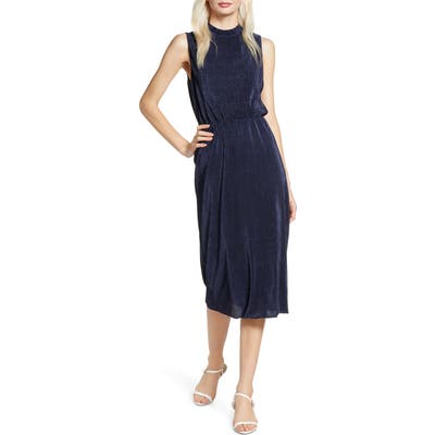 Charles Henry Sleeveless Midi Dress, Blue