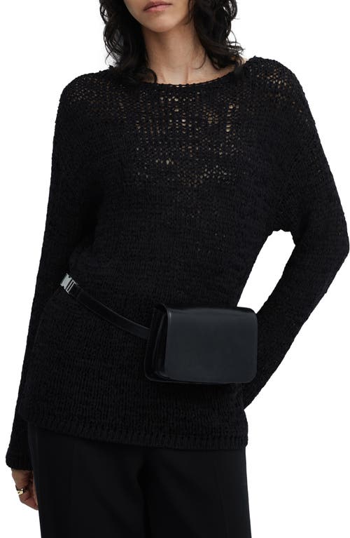 MANGO Oversize Open Stitch Sweater Black at Nordstrom,