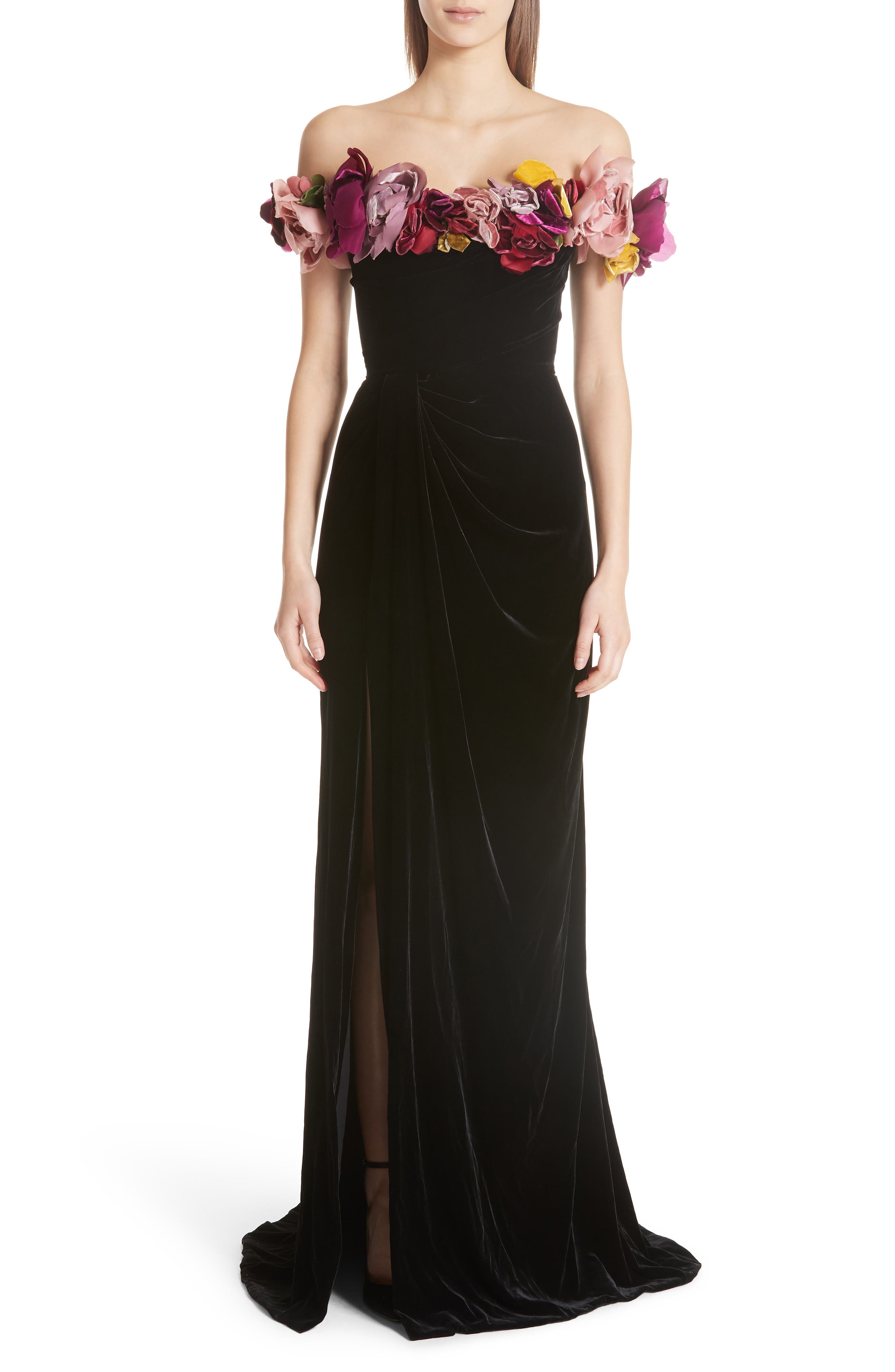 marchesa velvet gown