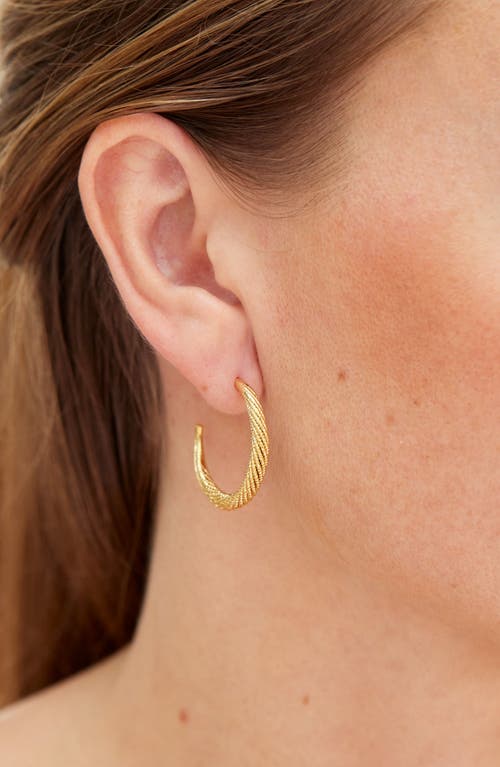 Savvy Cie Jewels Textured Moon Hoop Earrings In Yellow