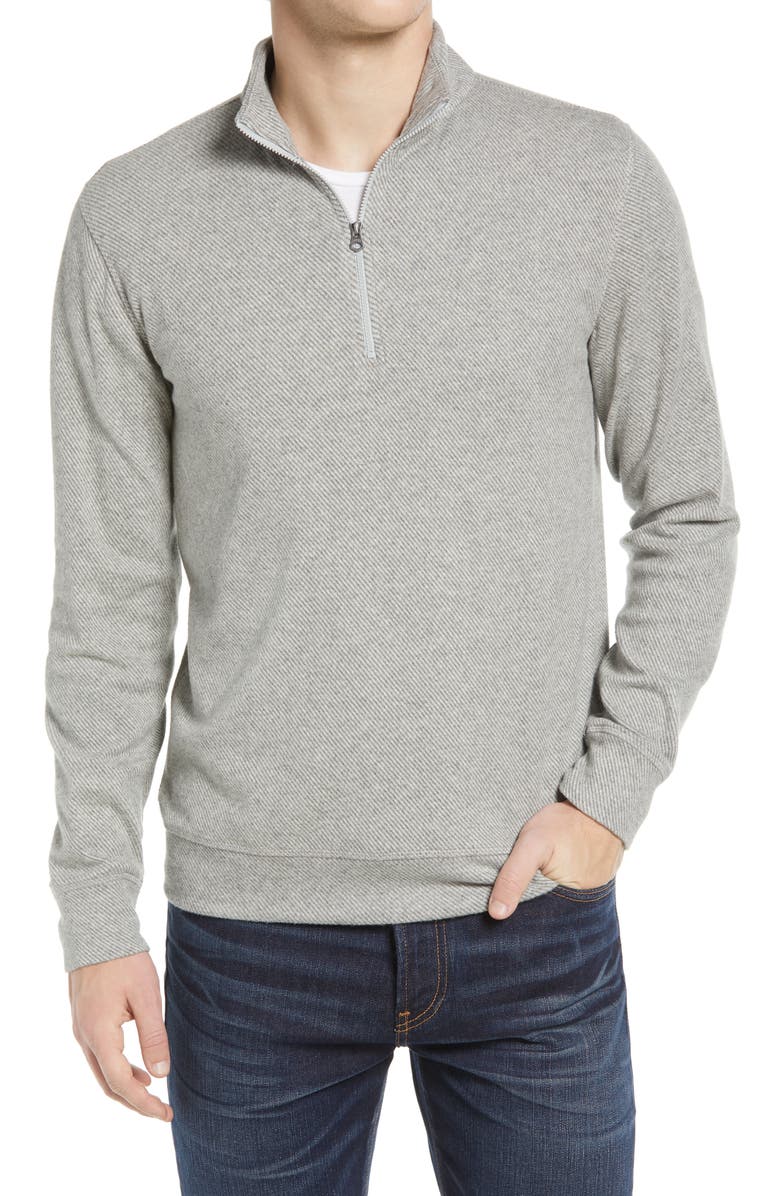 FAHERTY Legend Quarter Zip Pullover, Main, color, FOSSIL GREY TWILL