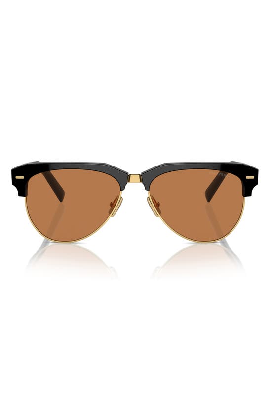 Shop Miu Miu 57mm Pilot Sunglasses In Brown