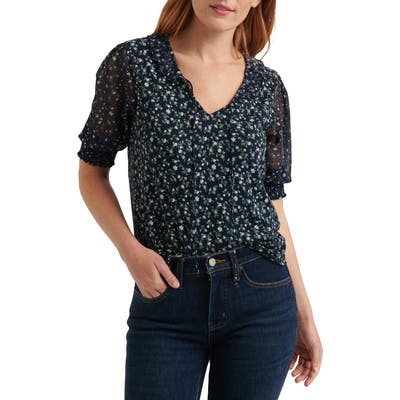 Lucky Brand Mixed Media Flutter Top