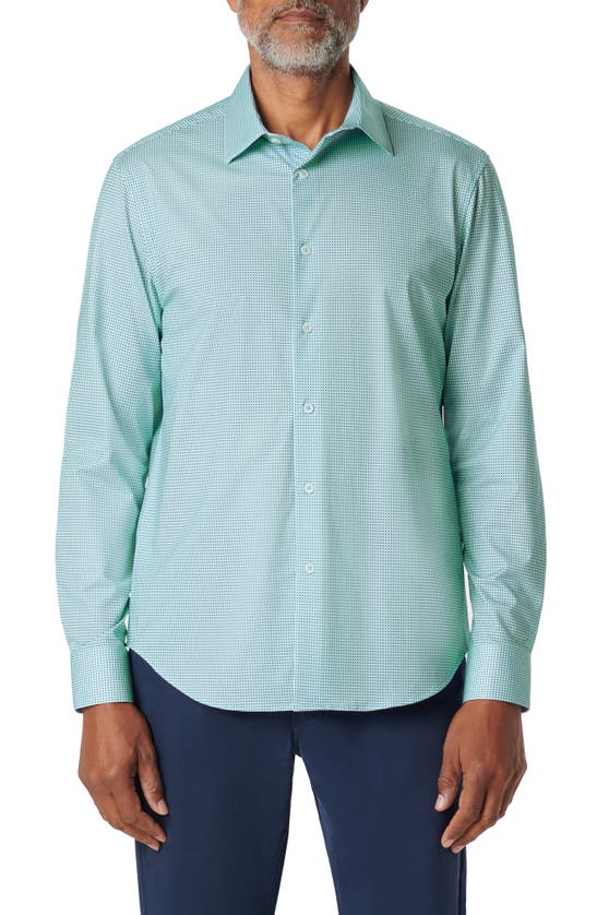 Shop Bugatchi James Ooohcotton® Pin Dot Print Button-up Shirt In Mint