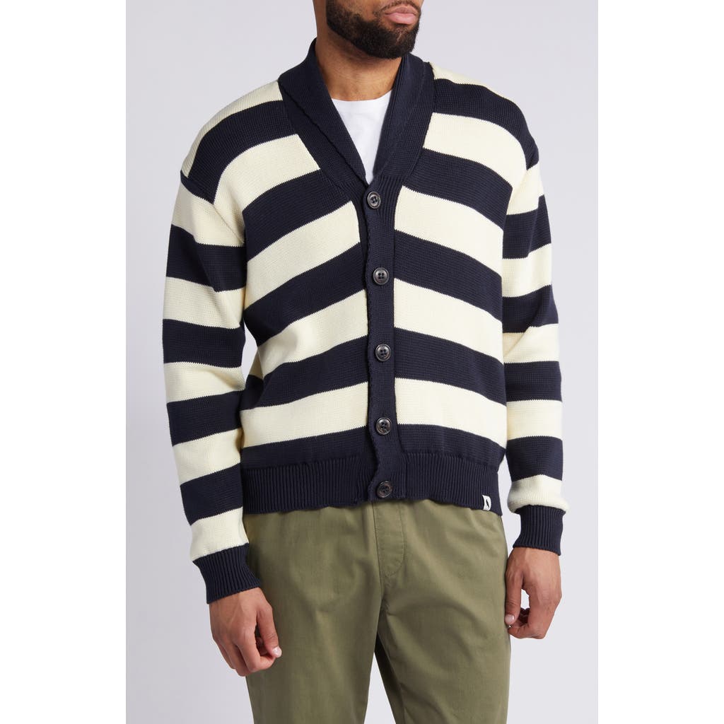 Peregrine Richmond Stripe Cardigan In Navy/white