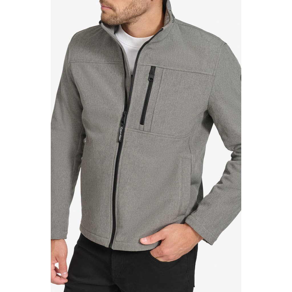 Calvin Klein Men's Regular Fit Stand Collar Jacket In Lt Grey He