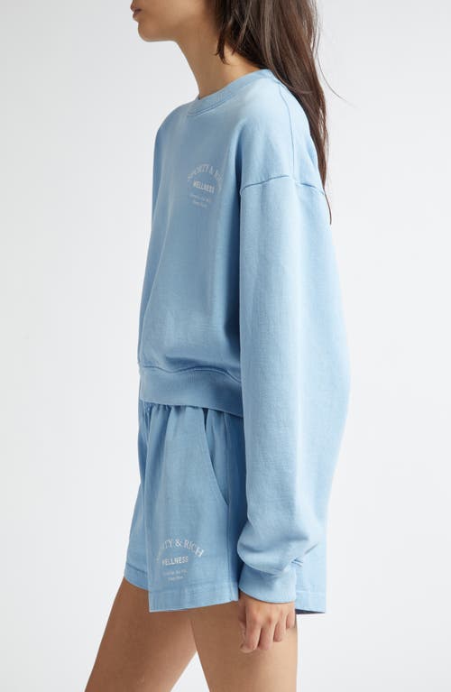 Shop Sporty And Rich Sporty & Rich Wellness Studio Crop Cotton Sweatshirt In Sky Blue