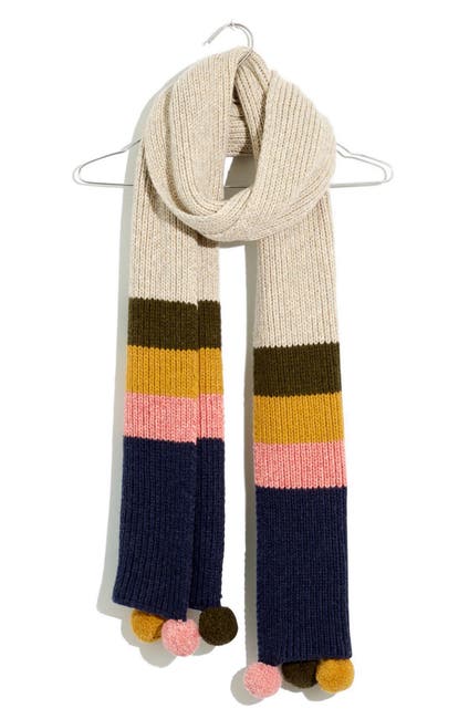 Image of Madewell Colorblock Stripe Pompom Scarf