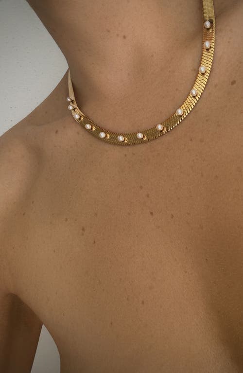 St. Moran Gemstone Snake Chain Necklace In Pearl