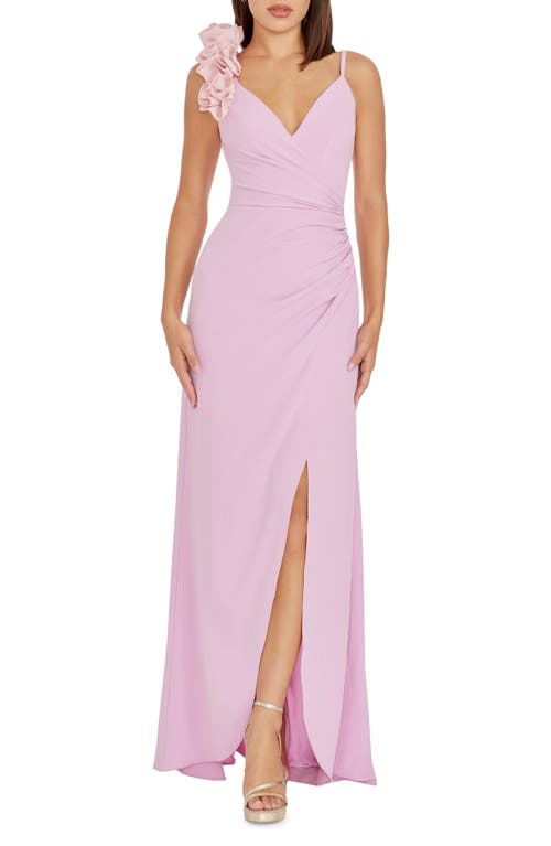 Shop Dress The Population Camelia Ruffle Detail Gown In Lavender-vintage Pink