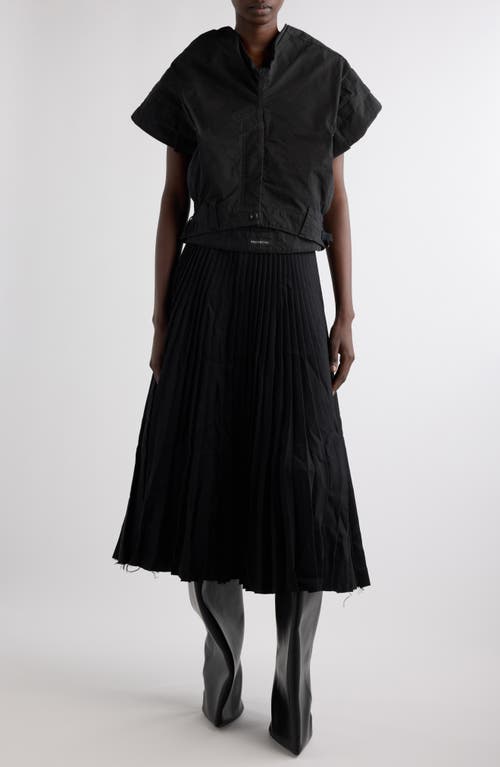 Shop Balenciaga Pleated Wool Skirt In Black