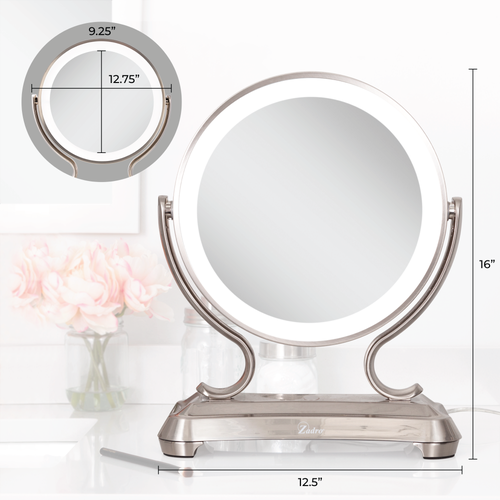 Zadro Glamour Lighted Makeup Mirror With 5x/1x Magnification In Satin Nickel
