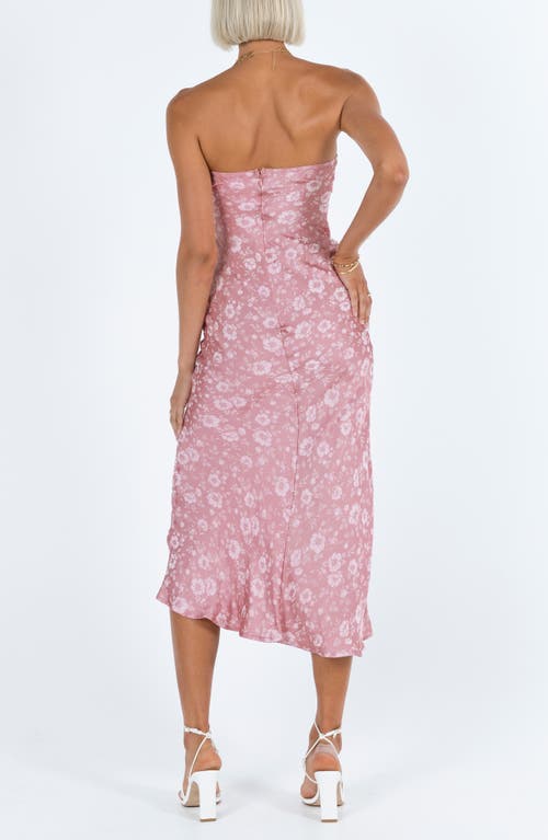 Shop Princess Polly Salvin Floral Strapless Midi Dress In Pink