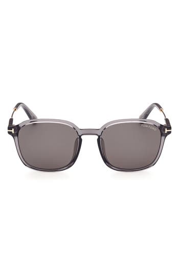 Tom Ford 56mm Round Sunglasses In Grey/smoke