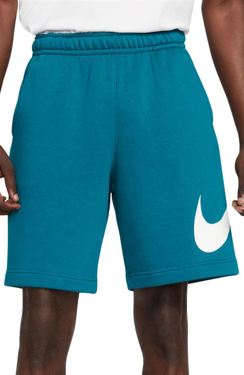 Nike Sportswear Club Shorts in Geode Teal/White/White at Nordstrom, Size Small