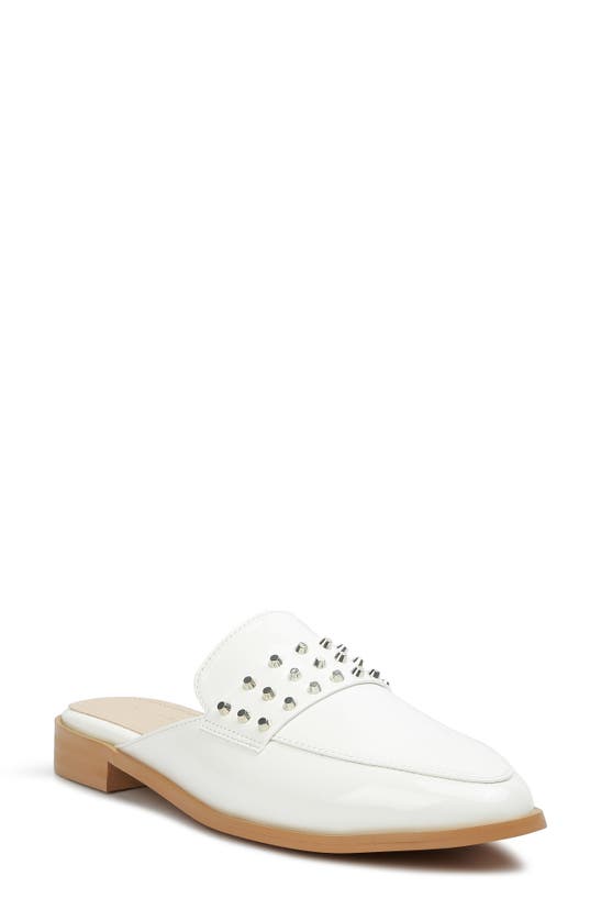 Rag & Co Yashta Patent Studded Flat Mule In White