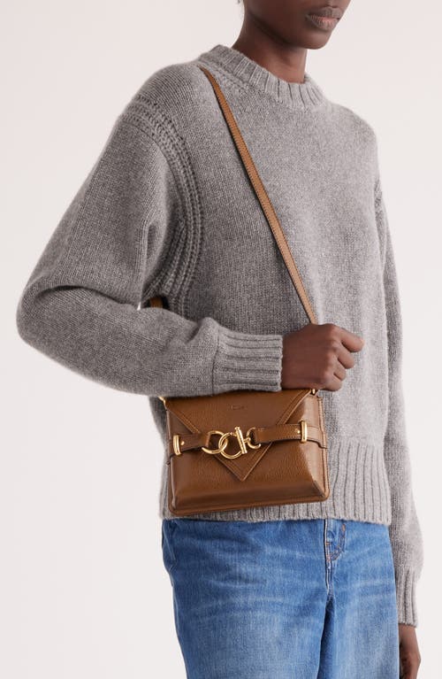 Shop Chloé Mini Cape Leather Crossbody Bag In Dark Khaki 20v