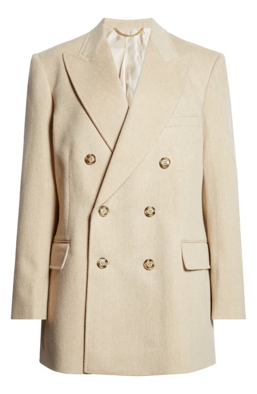 Shop Victoria Beckham Double Breasted Wool & Cashmere Blazer In Bone