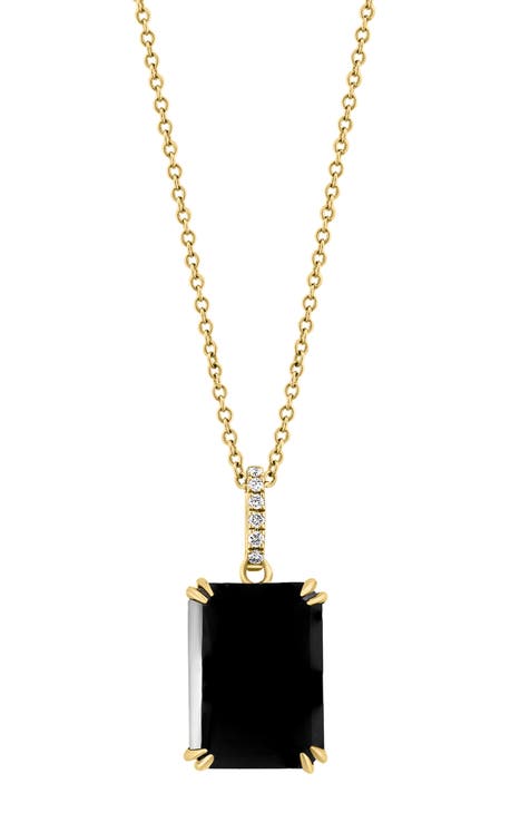 Ever Blossom Necklace, Yellow Gold, Onyx & Diamonds - Jewelry - Categories
