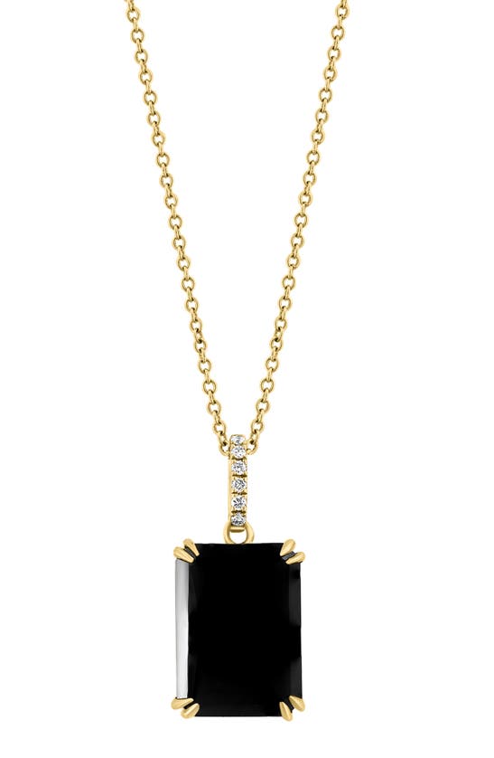 EFFY EFFY 14K YELLOW GOLD ONYX & DIAMOND PENDANT NECKLACE