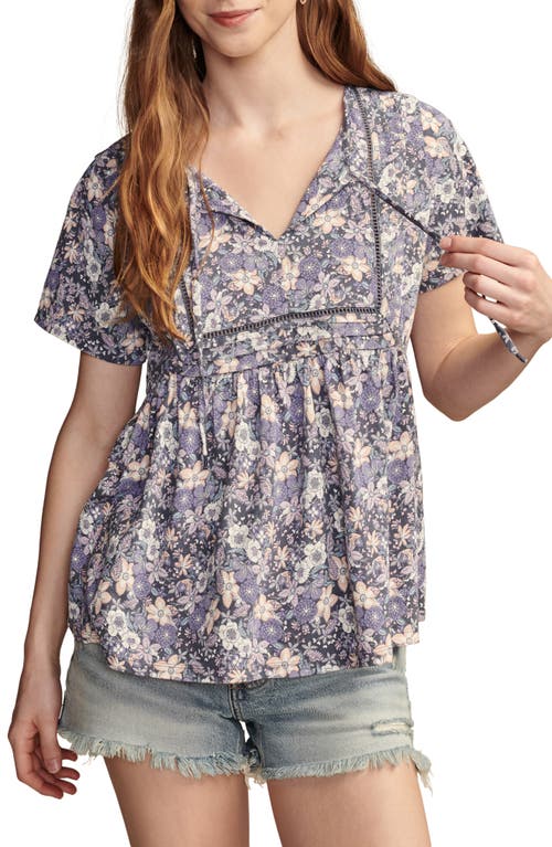 Lucky Brand Print Pintuck Knit Top Multi at Nordstrom,